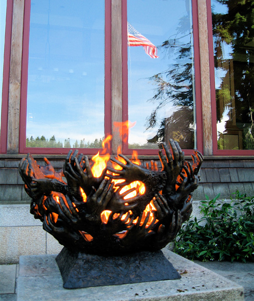 Bronze sculpture fire bowl created for clients